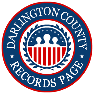 A round red, white, and blue logo with the words 'Darlington County Records Page' for the state of South Carolina.